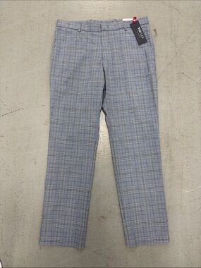 NWT Tommy Hilfiger TH Flex Blue Plaid Straight Dress Pants 33x30